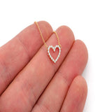 Open Heart Diamond Pendant 10k Solid Gold - 0.15 CTW
