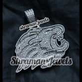 Diamond Lion Pendant VVS 925 Silver Lion Face Charm - 7.04 CTW