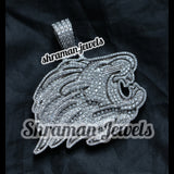 Diamond Lion Pendant VVS 925 Silver Lion Face Charm - 7.04 CTW