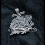 Diamond Lion Pendant VVS 925 Silver Lion Face Charm - 7.04 CTW