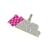 Custom Glow-in-Dark Diamond Pendant Road Runner Bling Flag Charm -1.44 CTW