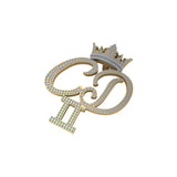 Men's Custom Diamond Letter Pendant Crown Charm - 3.84 CTW