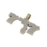 Gun Pendant 14K solid Gold VVS Diamond - 5.73 CTW