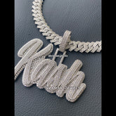 Custom Gold Letter Pendant 2-Layer Design - 14.11 CTW