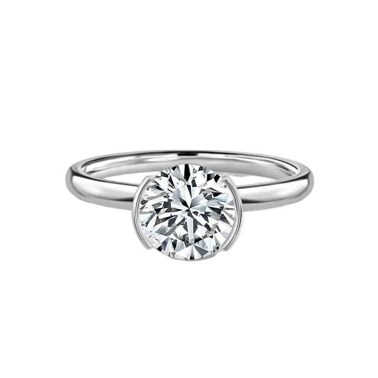1.5ct Bezel-Set Center Round Diamond Ring
