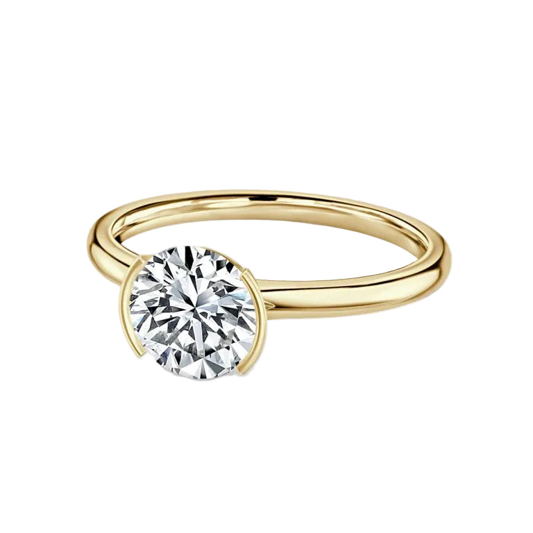 1.5ct Bezel-Set Center Round Diamond Ring