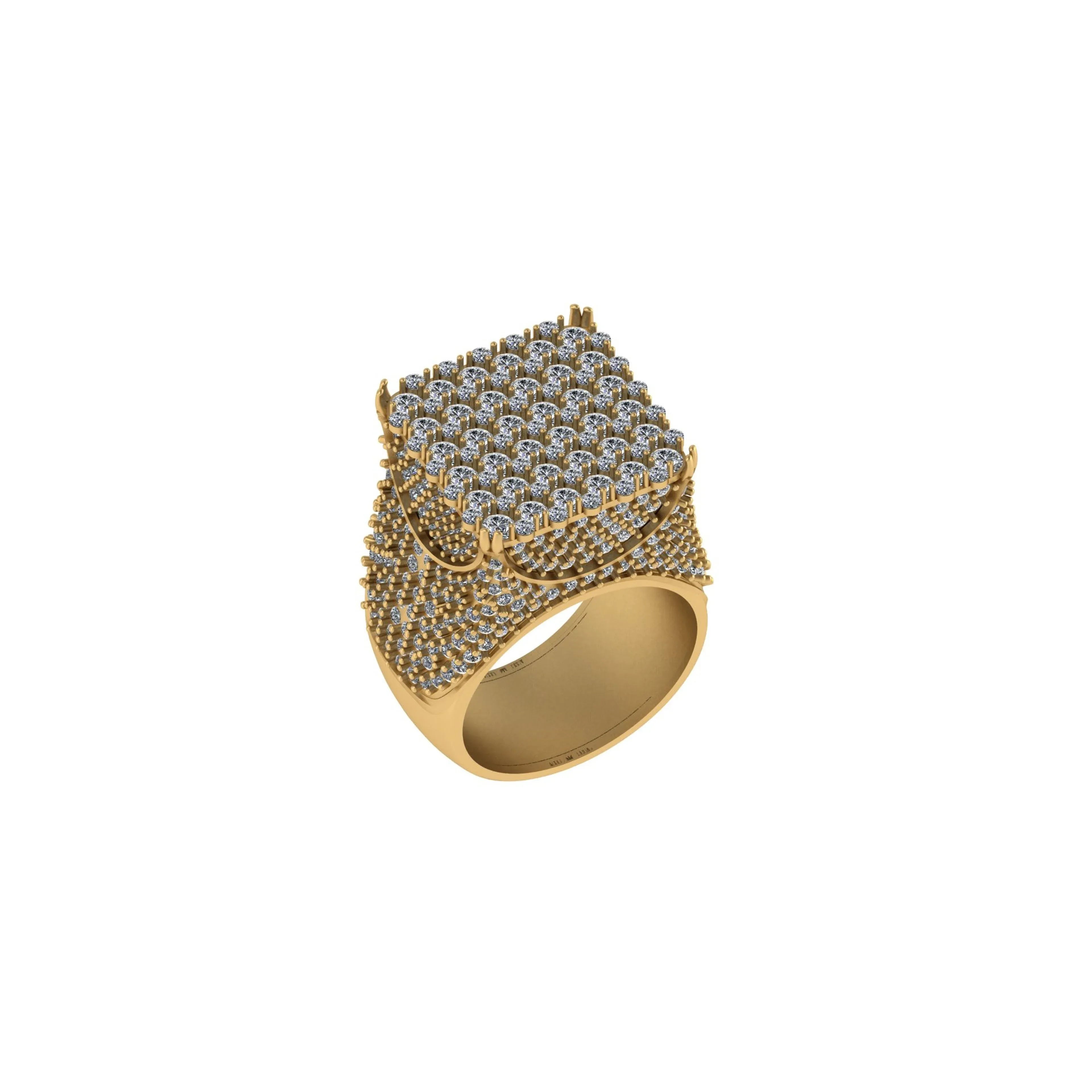 Men’s 10k Solid Gold Diamond  Ring - 6.81 CTW