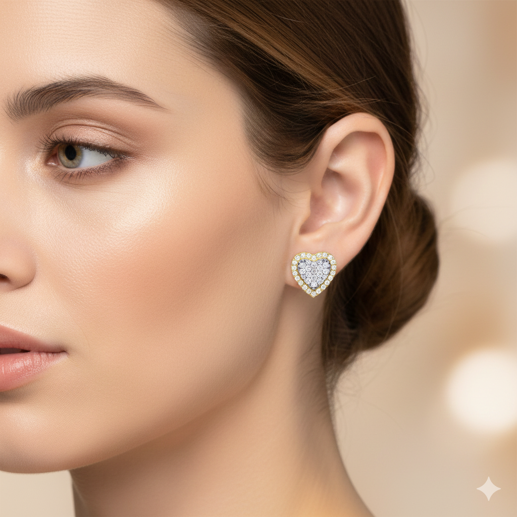 Round Diamond Heart Earrings – 3.5 CTW