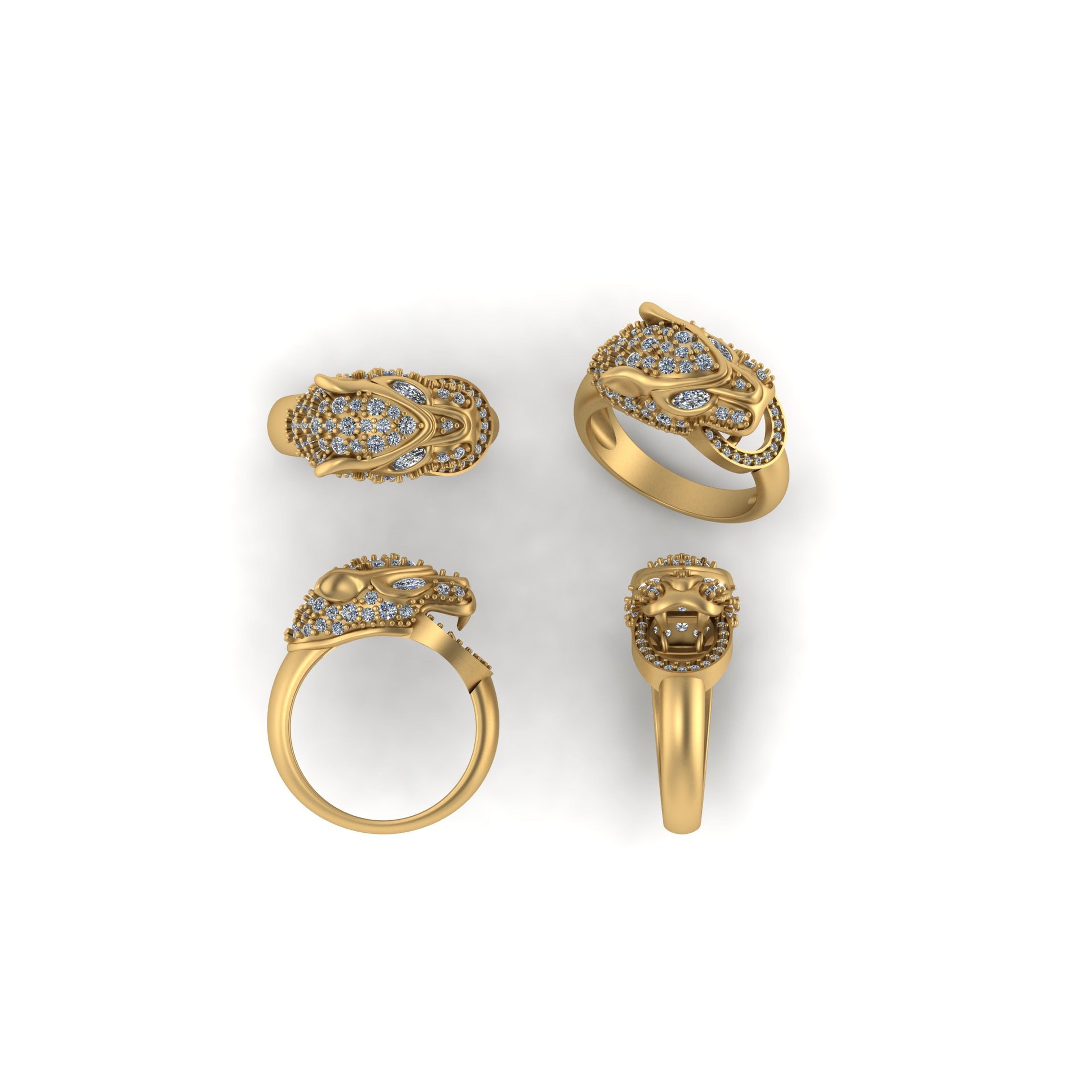 14k SOLID Gold Jaguar diamond Ring - 1.07 CTW