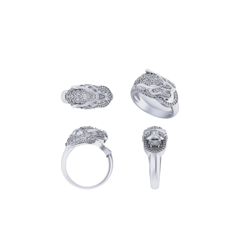 14k SOLID Gold Jaguar diamond Ring - 1.07 CTW