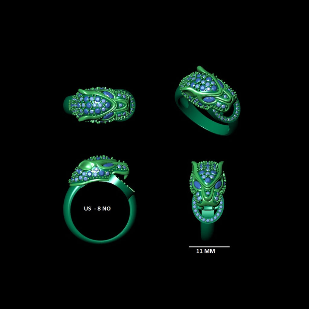 14k SOLID Gold Jaguar diamond Ring - 1.07 CTW
