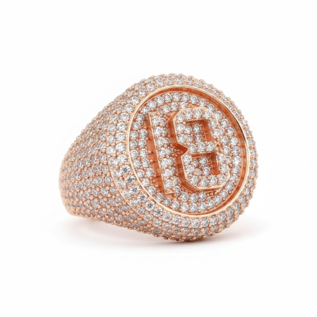 Custom number Diamond Ring 14k Solid Gold