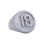 Custom number Diamond Ring 14k Solid Gold