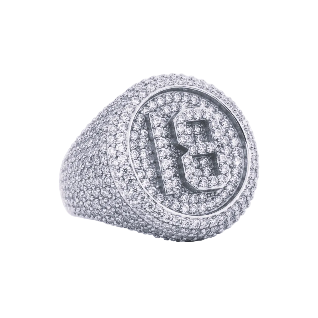 Custom number Diamond Ring 14k Solid Gold