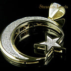 Moon Star Diamond Pendant 10k Real Gold - 1.00 CTW