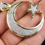 Moon Star Diamond Pendant 10k Real Gold - 1.00 CTW