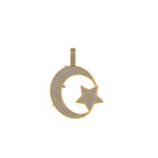 Moon Star Diamond Pendant 10k Real Gold - 1.00 CTW