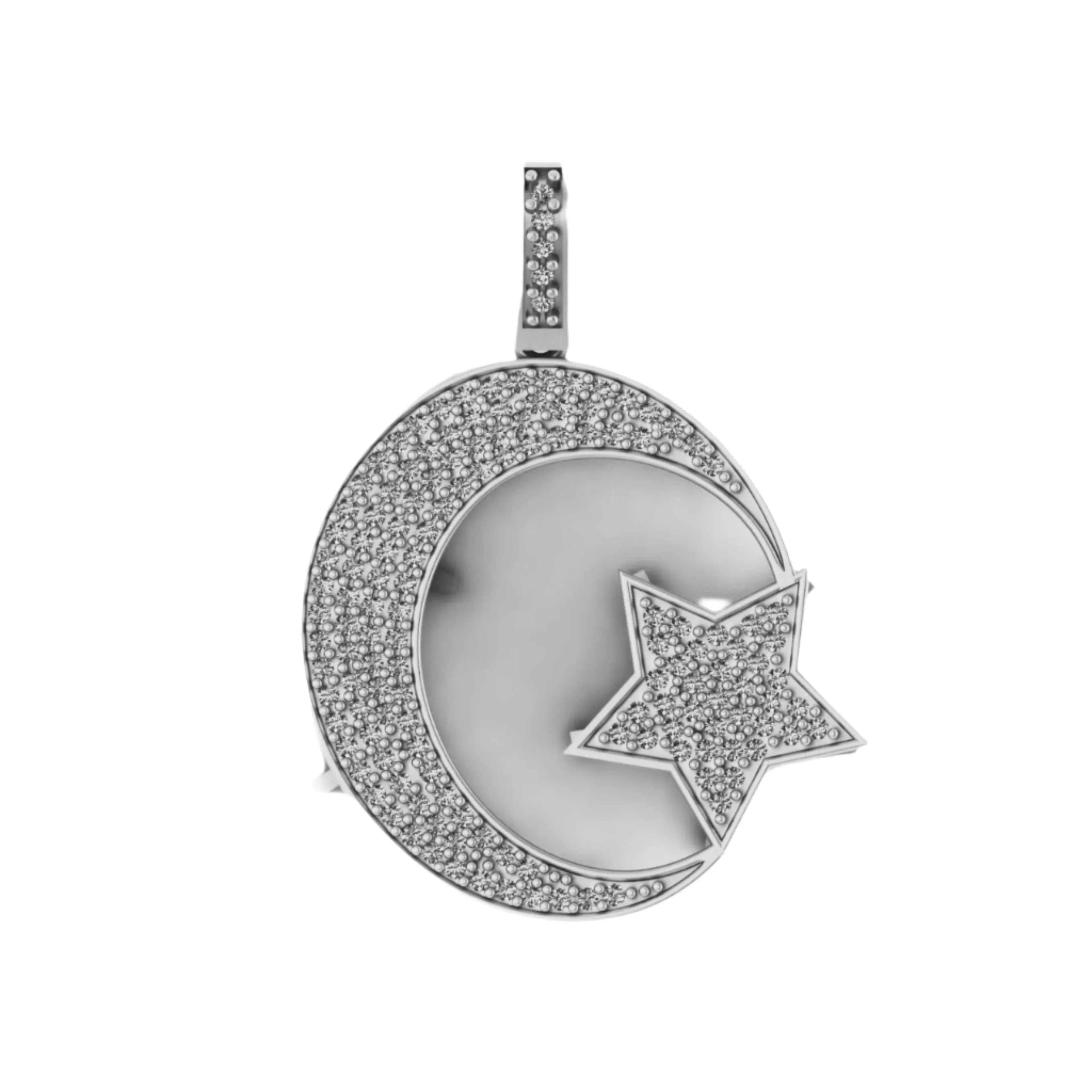 Moon Star Diamond Pendant 10k Real Gold - 1.00 CTW