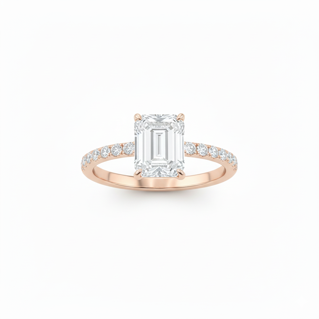Women Emerald Solitaire Diamond Ring