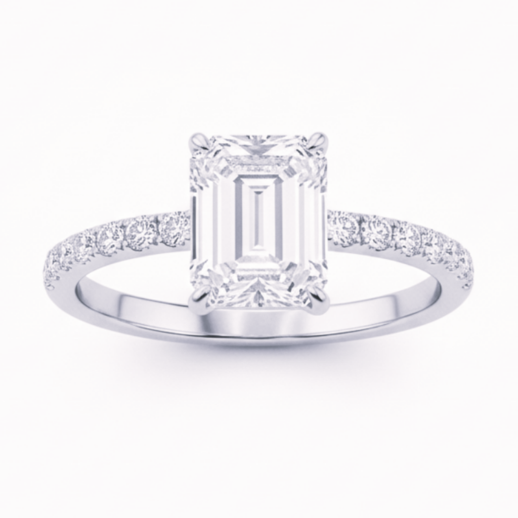 Women Emerald Solitaire Diamond Ring
