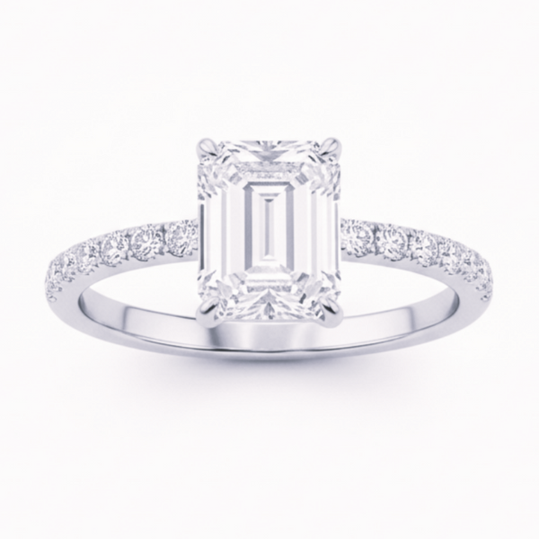 Women Emerald Solitaire Diamond Ring