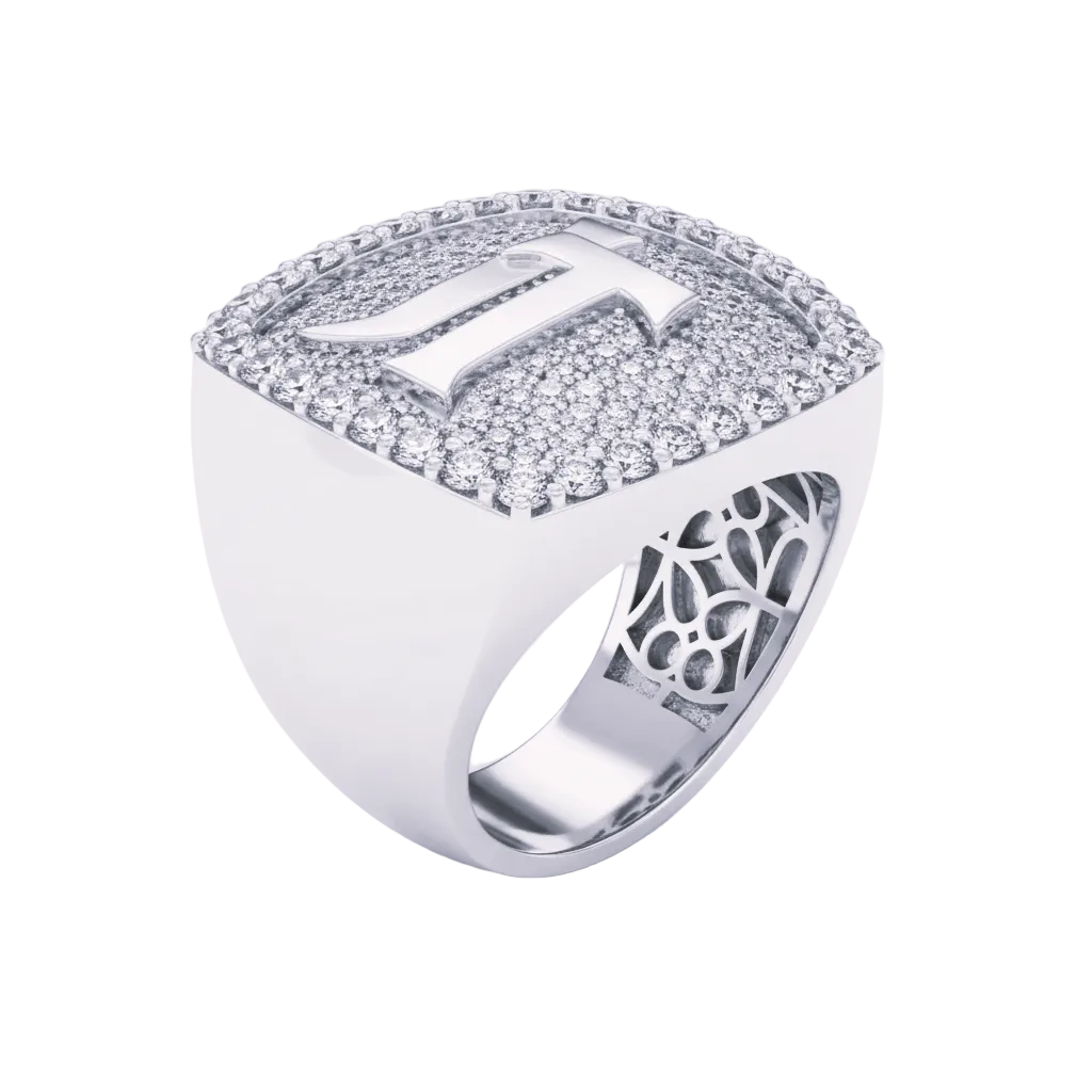 Custom Letter Diamond Ring 14k Solid Gold
