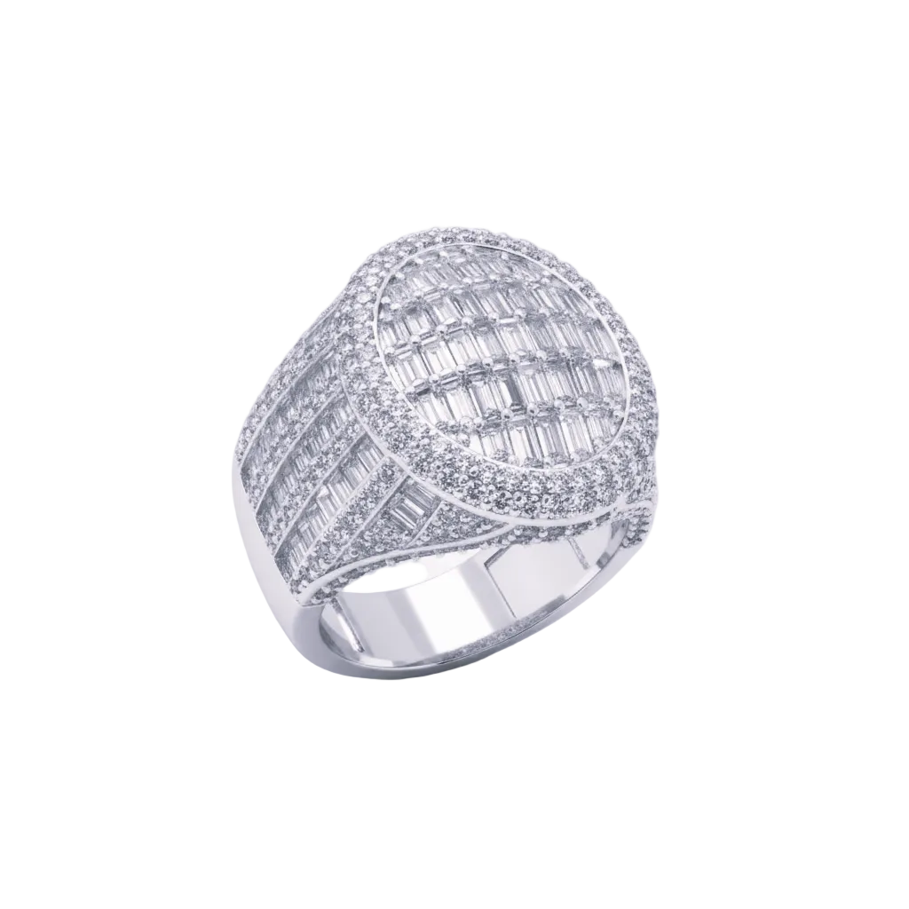 Unisex  Baguette Diamond Ring 14k Solid Gold
