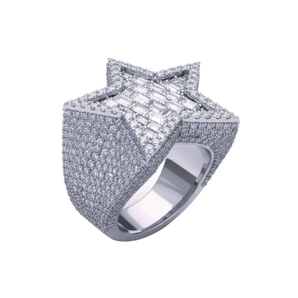 Star 14k solid gold Diamond Men’s Ring