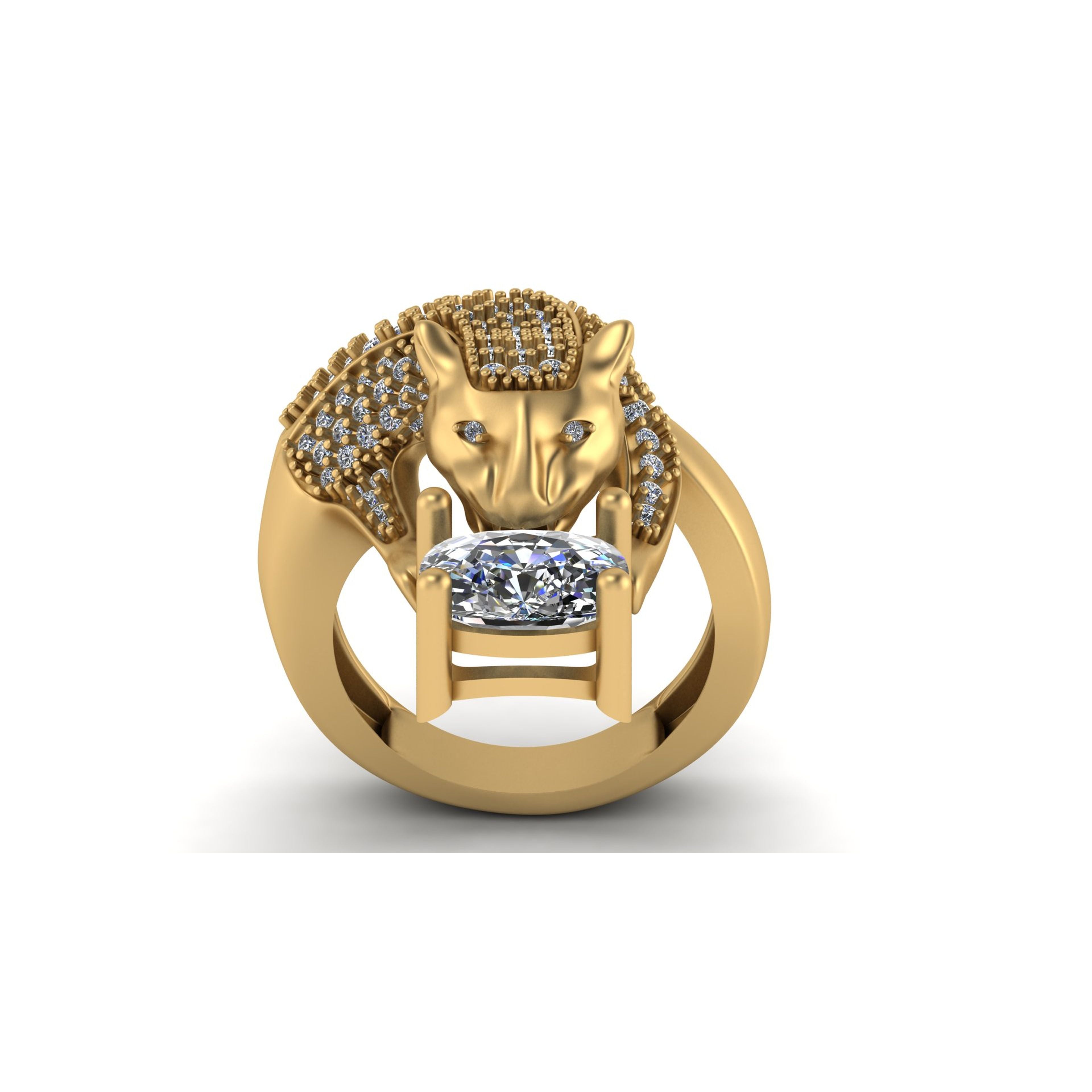 Jaguar Diamond 14k solid Gold Ring - 0.96 CTW