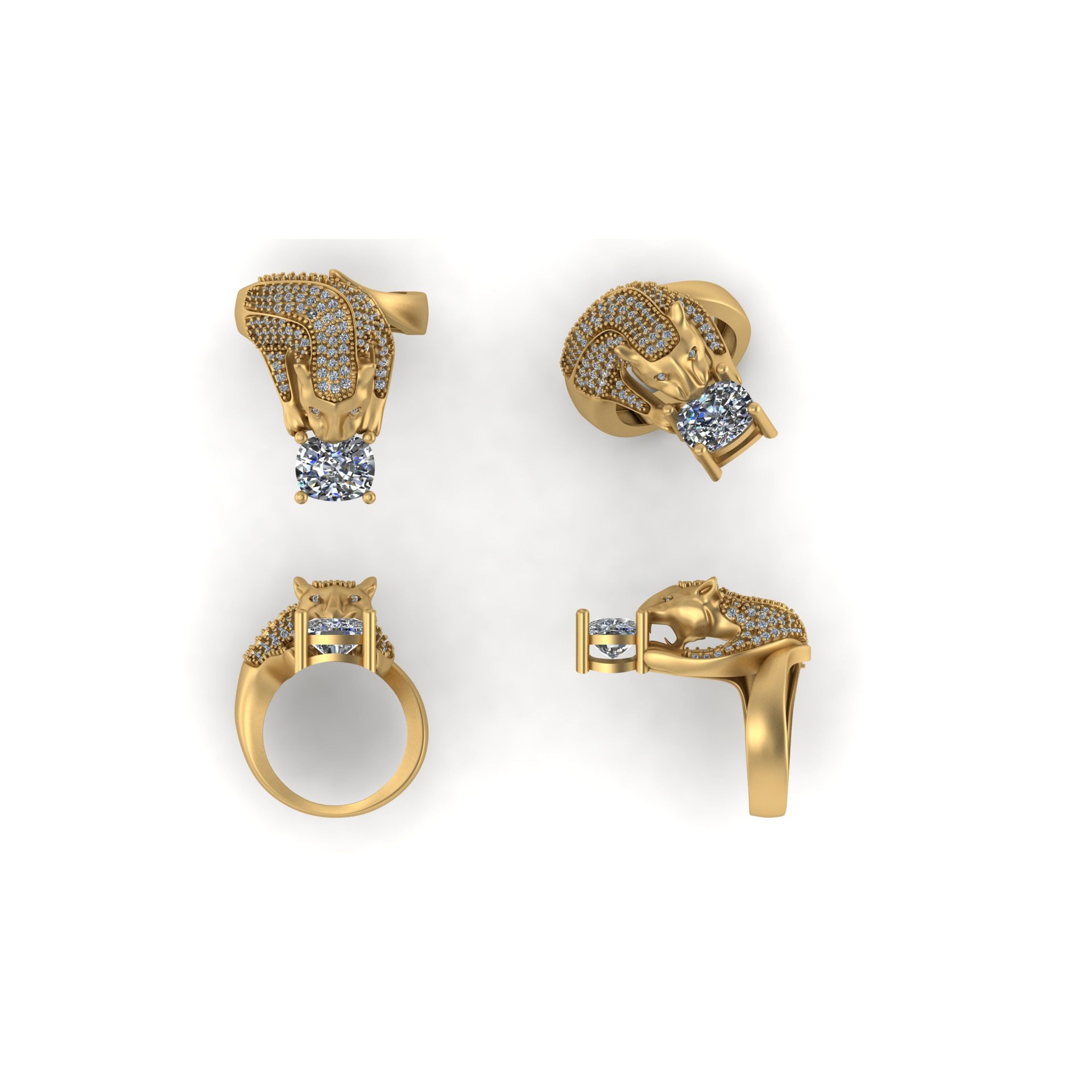 Jaguar Diamond 14k solid Gold Ring - 0.96 CTW