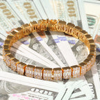 6MM Baguette Diamond Tennis Bracelet 14K Solid Gold