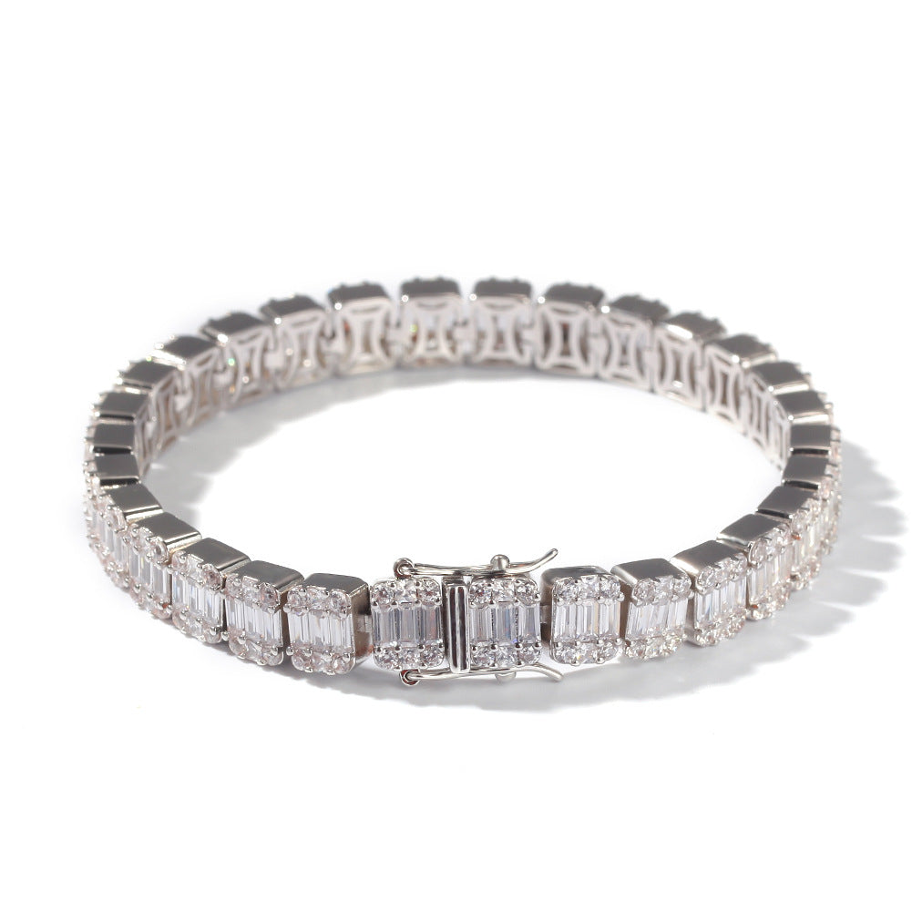 6MM Baguette Diamond Tennis Bracelet 14K Solid Gold