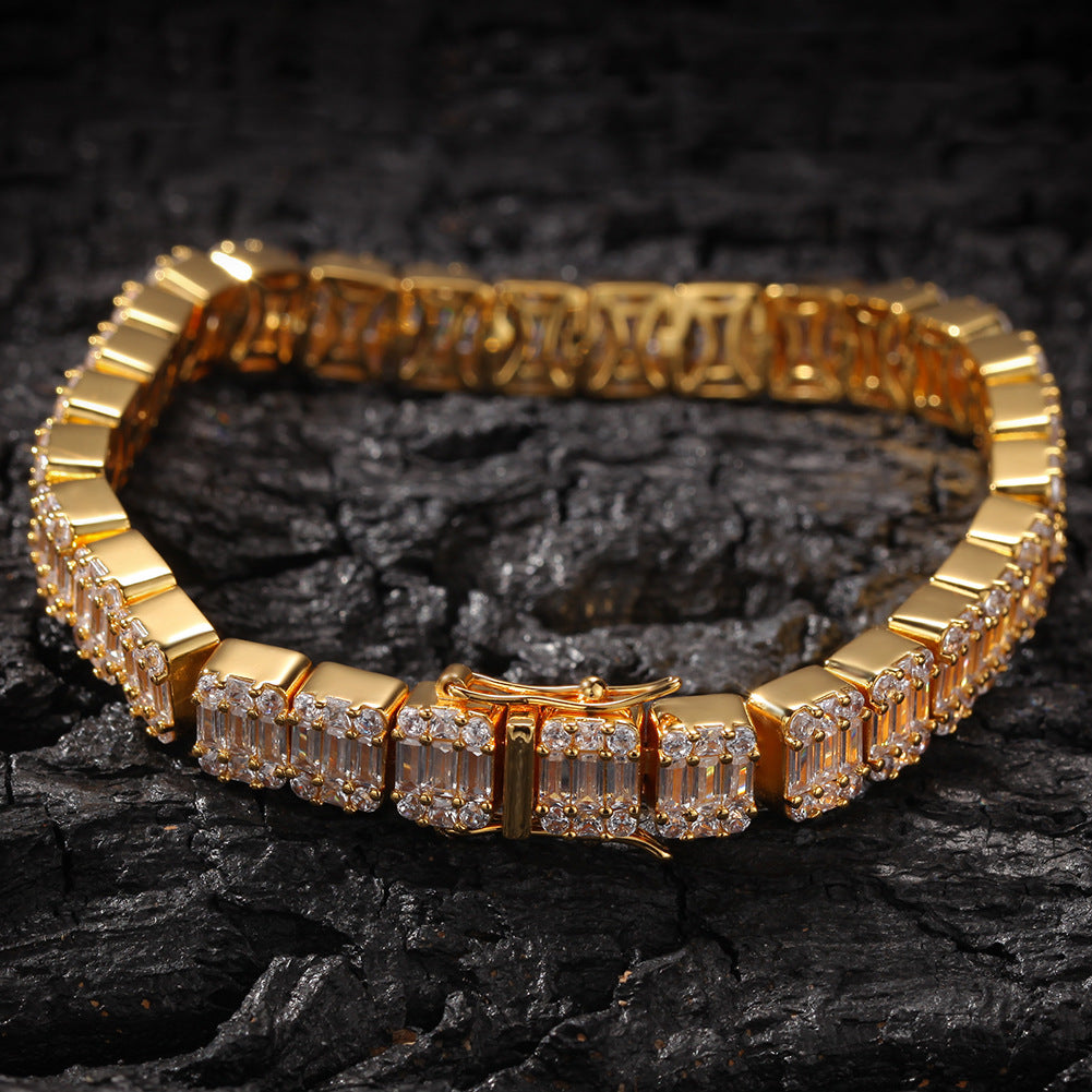 6MM Baguette Diamond Tennis Bracelet 14K Solid Gold
