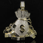 Money Bag Diamond Pendant 14k Solid Gold - 1.65 CTW