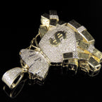 Money Bag Diamond Pendant 14k Solid Gold - 1.65 CTW
