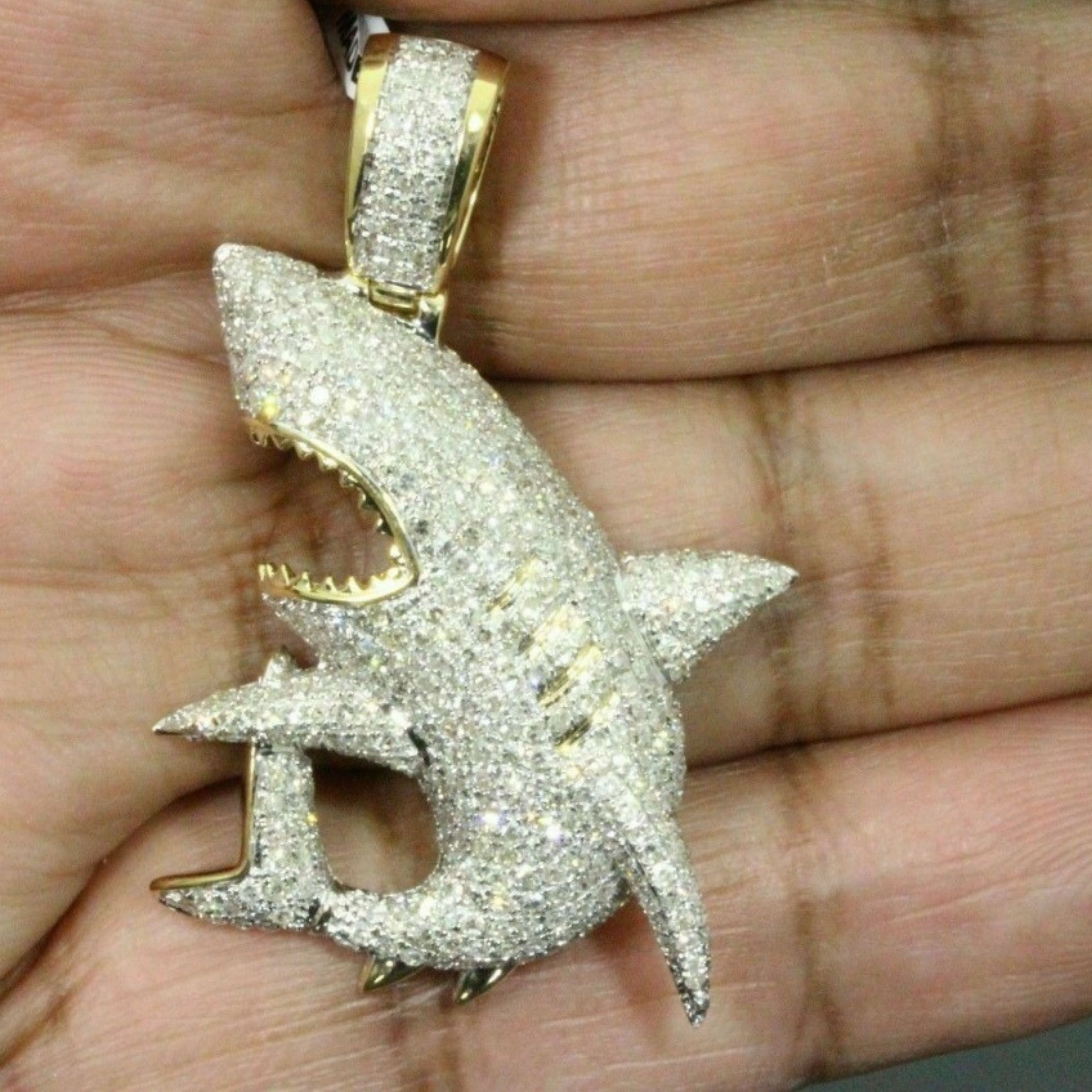 Shark Diamond Pendant 14k Solid Gold - 1.35 CTW