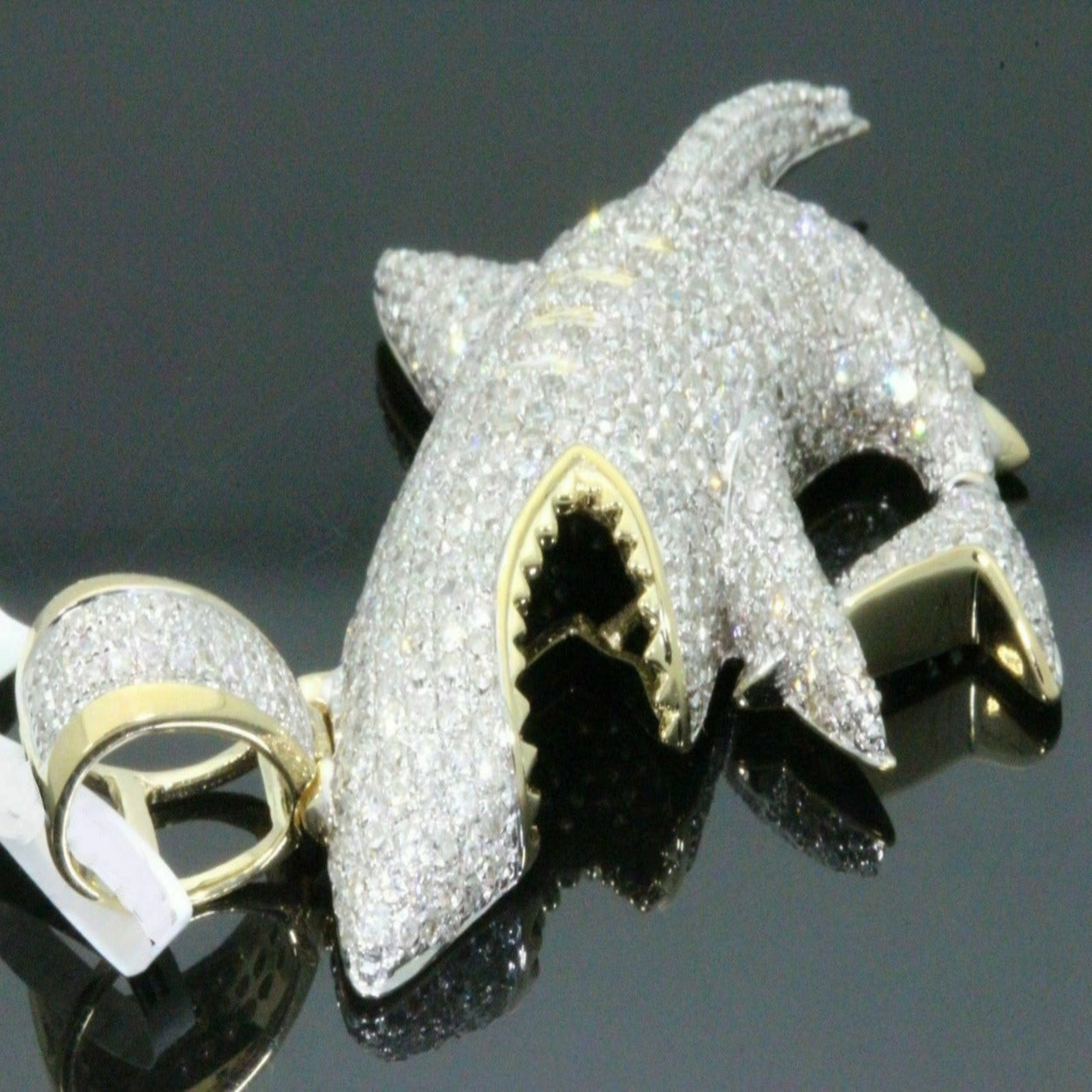 Shark Diamond Pendant 14k Solid Gold - 1.35 CTW