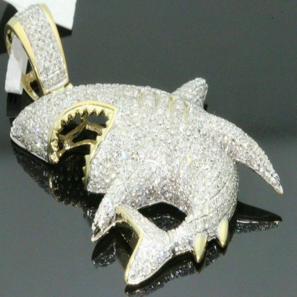 Shark Diamond Pendant 14k Solid Gold - 1.35 CTW
