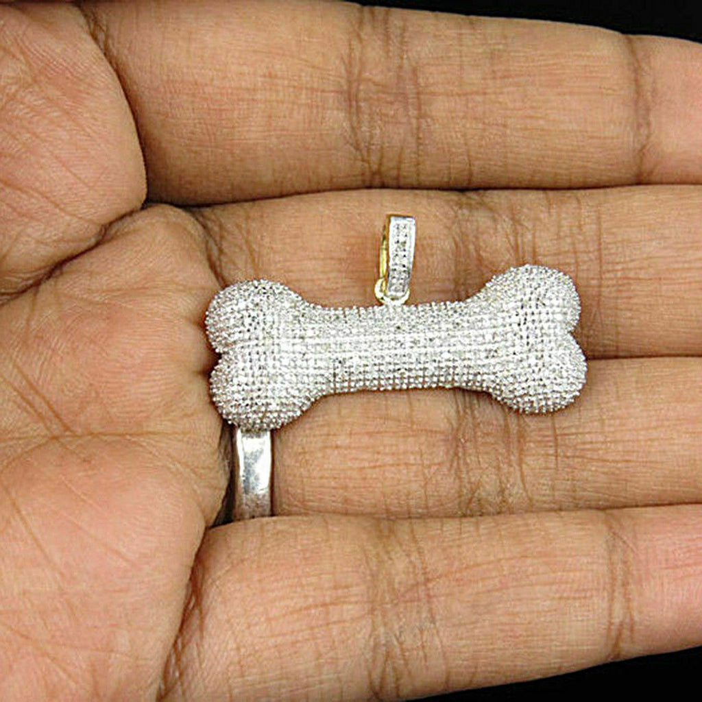Bone Diamond Pendant 10k Solid Gold - 1.43 CTW