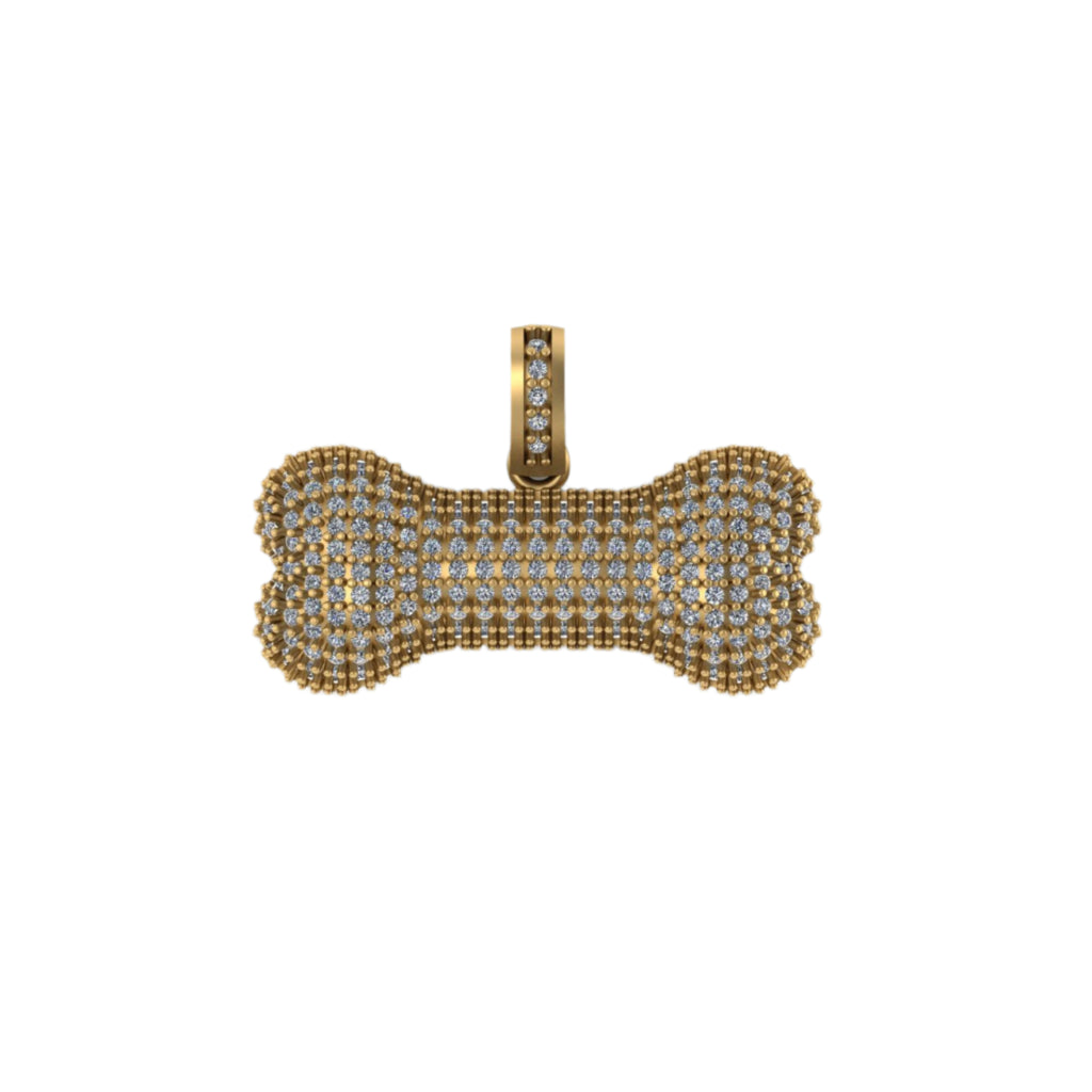 Bone Diamond Pendant 10k Solid Gold - 1.43 CTW