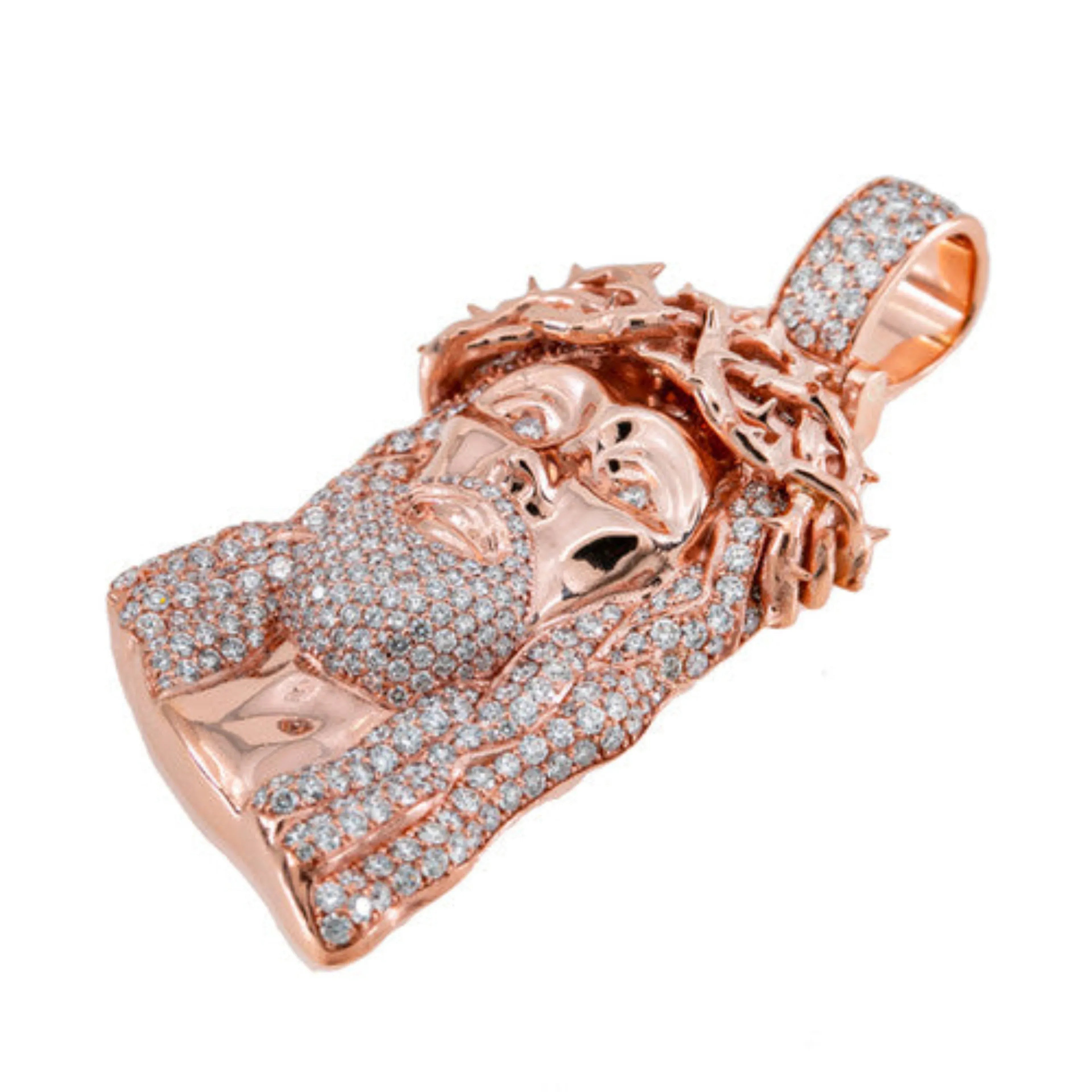 Jesus Diamond Pendant 14k Solid Gold - 6.30 CTW