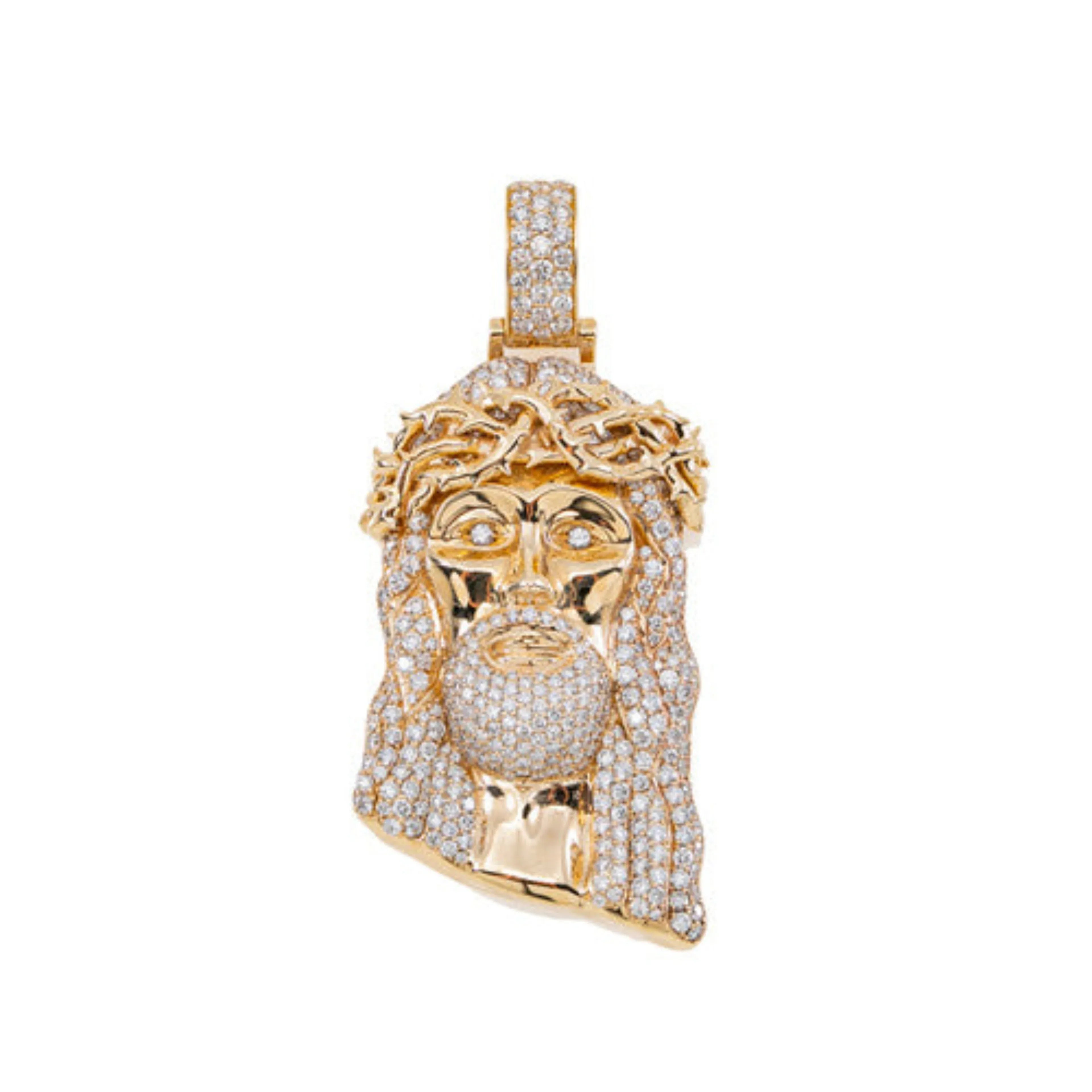 Jesus Diamond Pendant 14k Solid Gold - 6.30 CTW