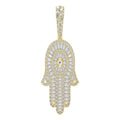 Hamsa Baguette Diamond Pendant 14K Solid Gold - 2.10 CTW
