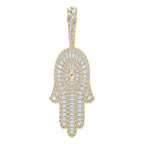Hamsa Baguette Diamond Pendant 14K Solid Gold - 2.10 CTW