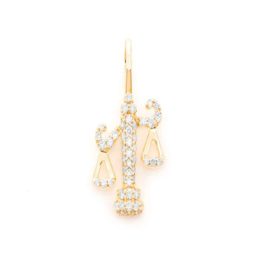Balance Scale Diamond Pendant 14K Solid Gold - 0.50 CTW