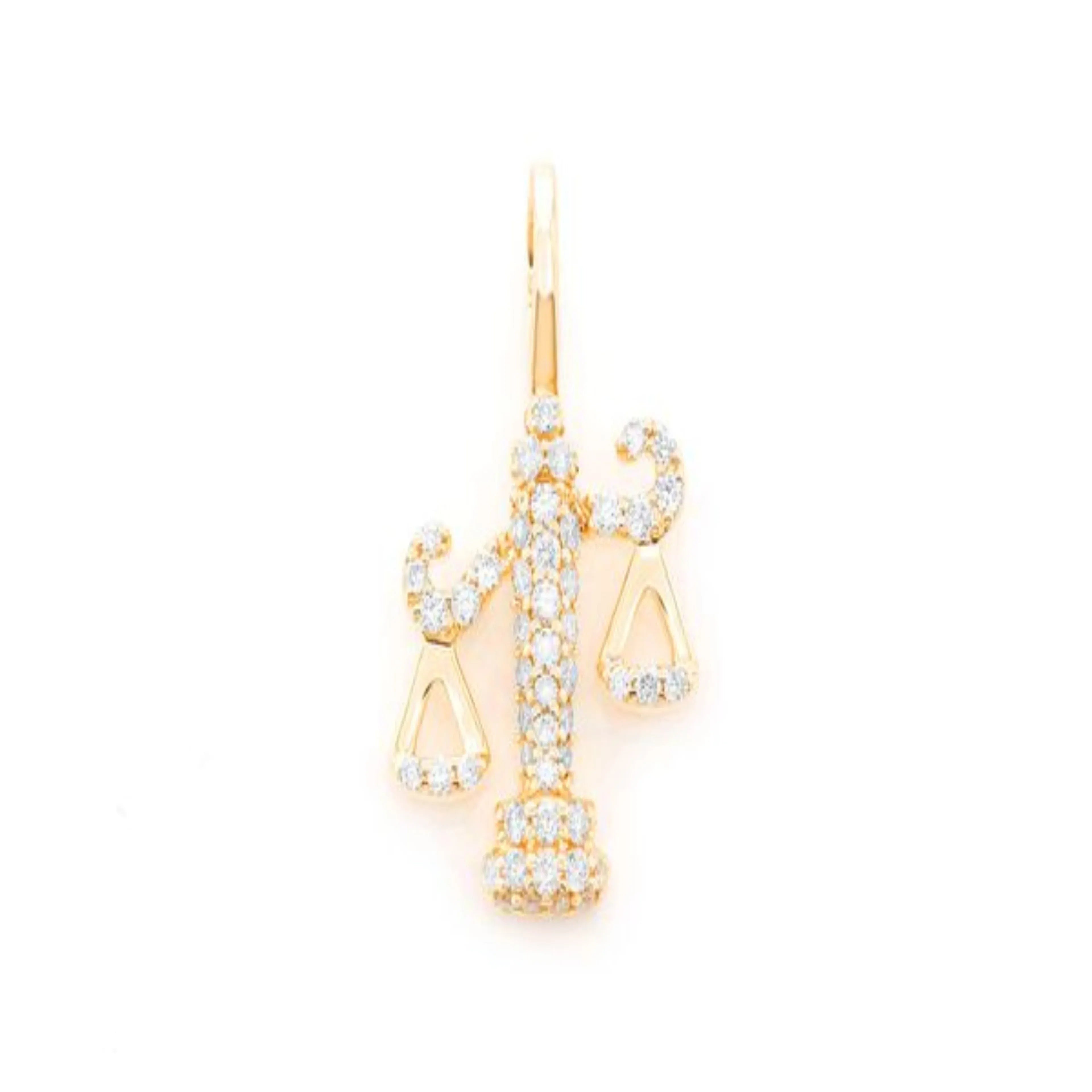Balance Scale Diamond Pendant 14K Solid Gold - 0.50 CTW