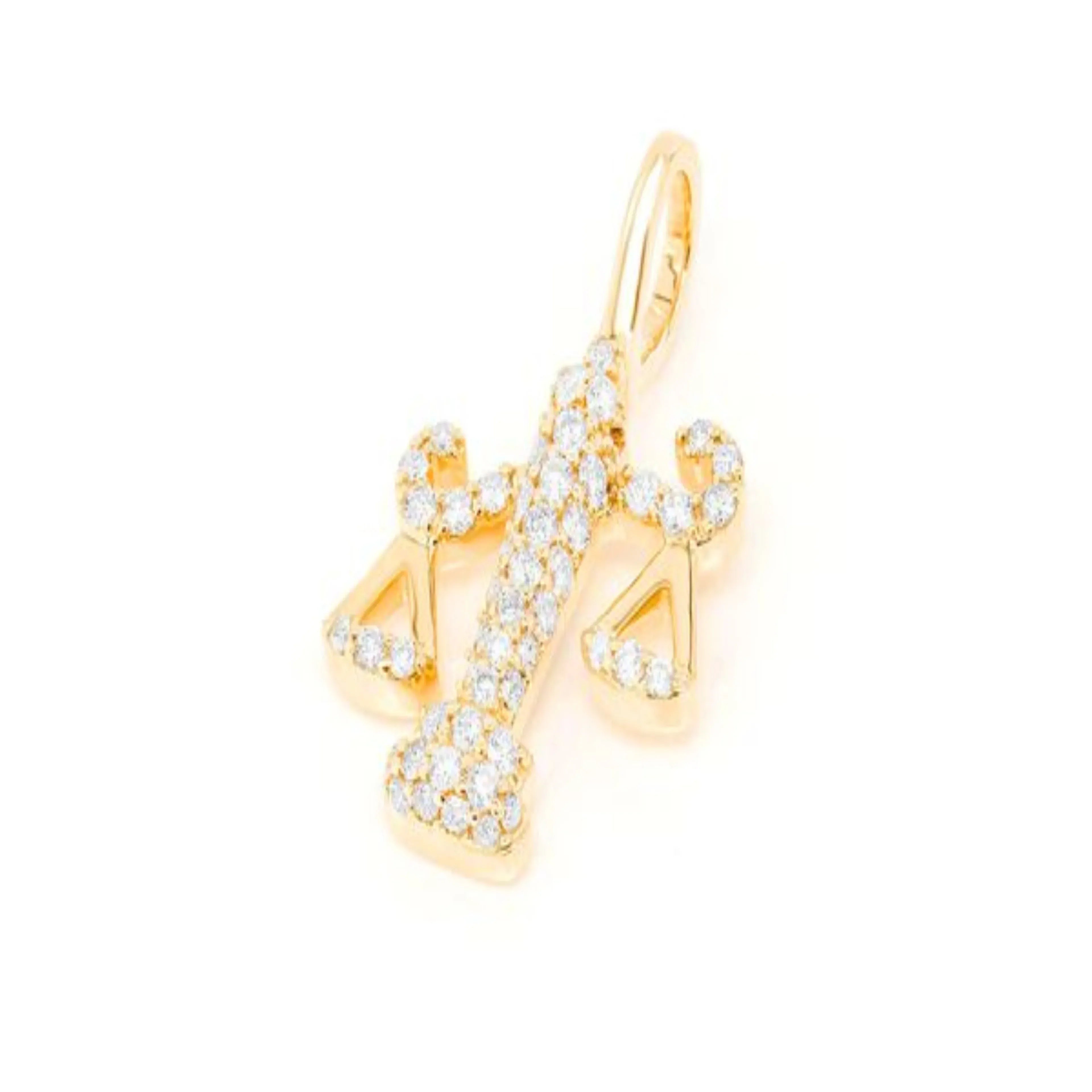 Balance Scale Diamond Pendant 14K Solid Gold - 0.50 CTW