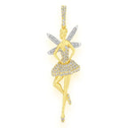 Ballerina Wings VVS Diamond Pendant 14K Solid Gold - 1.00 CTW