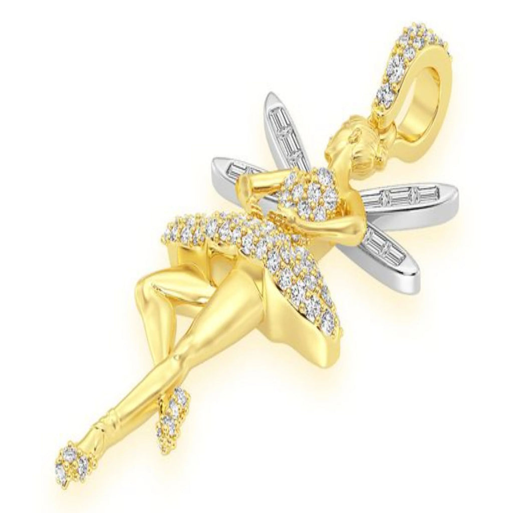 Ballerina Wings VVS Diamond Pendant 14K Solid Gold - 1.00 CTW