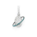 Blue Planet Saturn Diamond Pendant 14K Solid Gold - 0.40 CTW